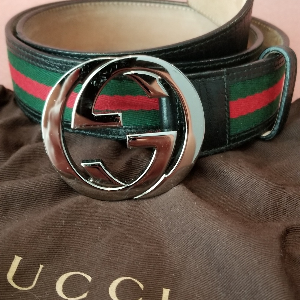 Gucci leather canvas belt